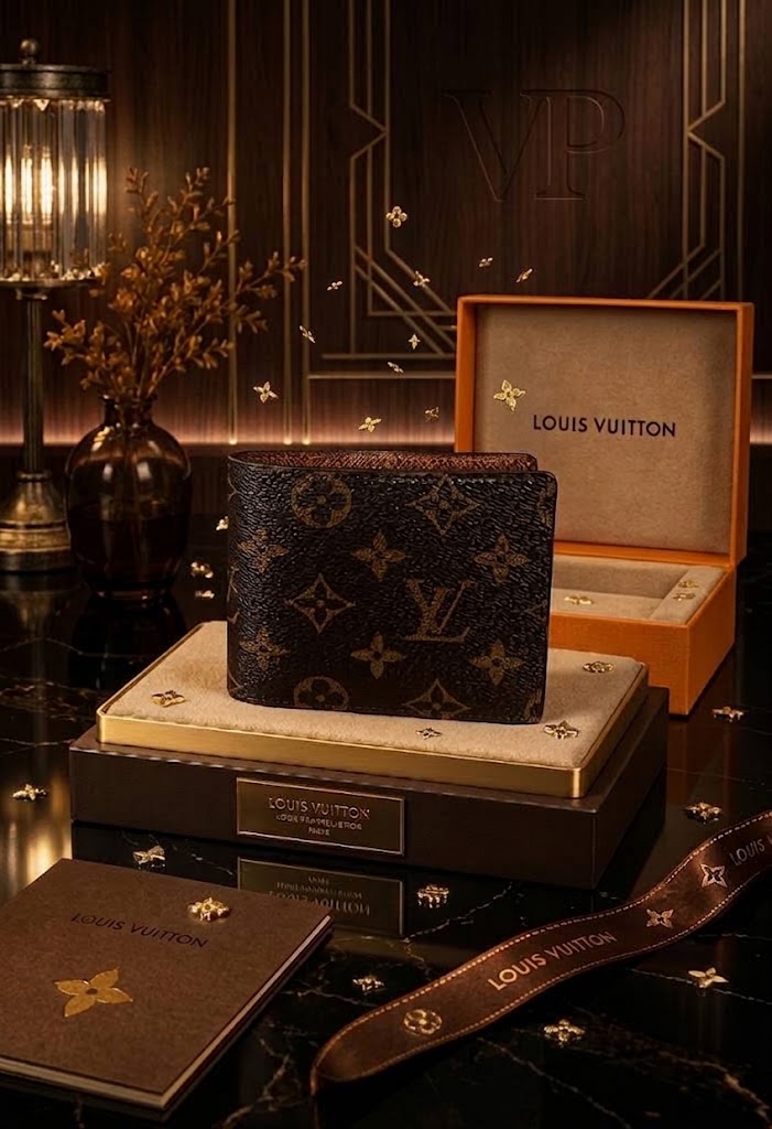Louis Vuitton Monogram Card Holder Wallet with Keychain Brown/Pink