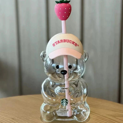 2026 Bearista Bear Glass Tumbler Strawberry Topper 20oz