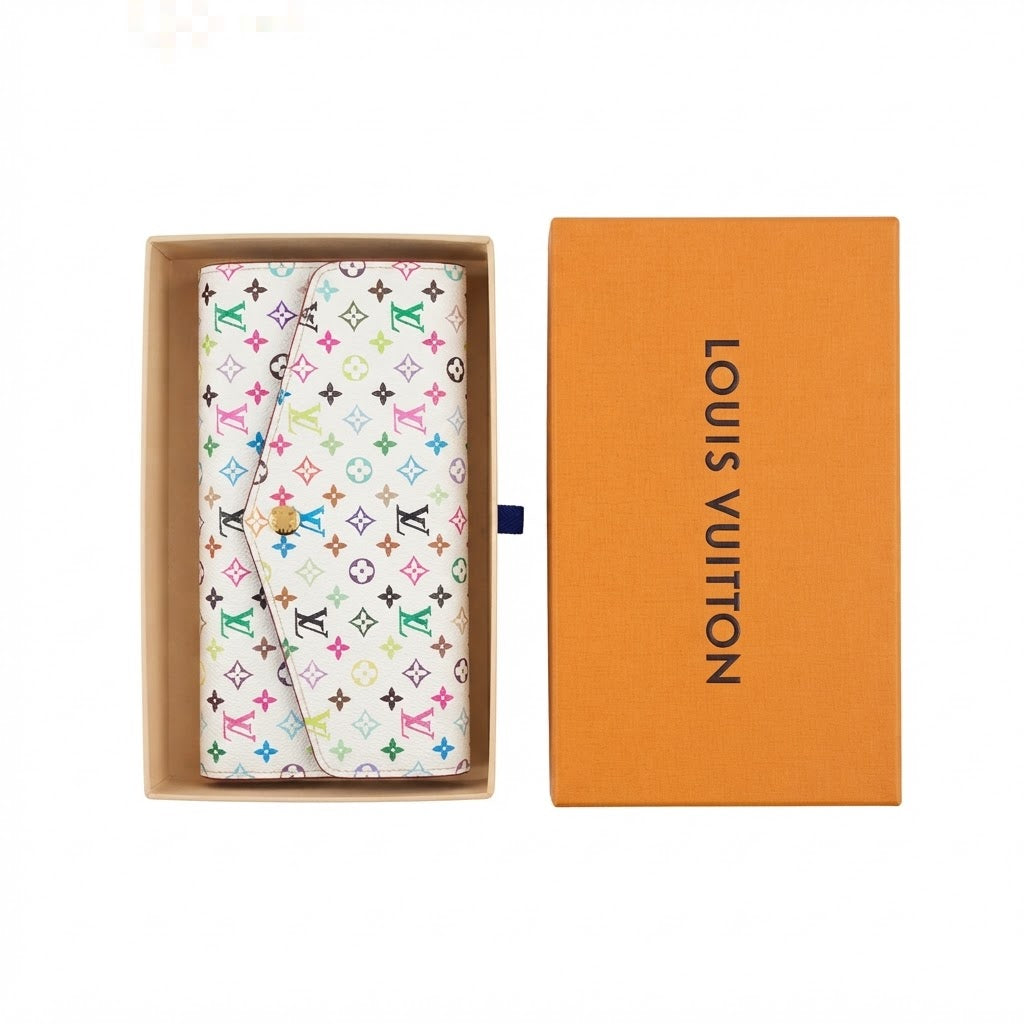 Authentic Louis Vuitton Monogram Multicolor Zippy Wallet Purse  New