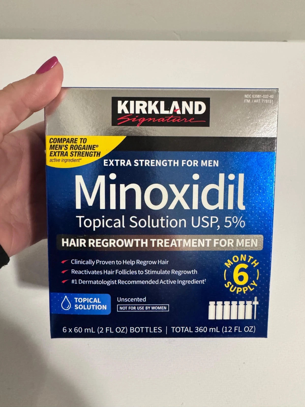 Kirkland Minoxidil 5% Hair Regrowth Treatment 6 Month Supply