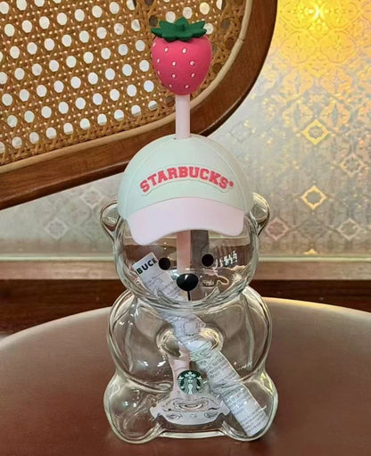 2026 Bearista Bear Glass Tumbler Strawberry Topper 20oz