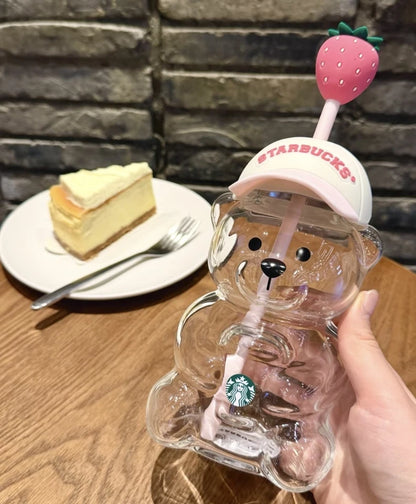 2026 Bearista Bear Glass Tumbler Strawberry Topper 20oz